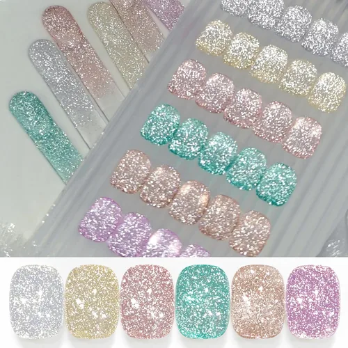 Miniatura 9 de Born Pretty Esmalte de uñas de gel con purpurina reflectante, 6 colores de primavera y verano, esmalte de gel holográfico de larga duración, juego