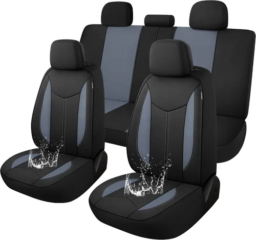 Miniatura 10 de CAROMOP Funda impermeable para asiento de automóvil asientos completos, fundas de asiento de neopreno para automóviles, fundas interiores de Negro