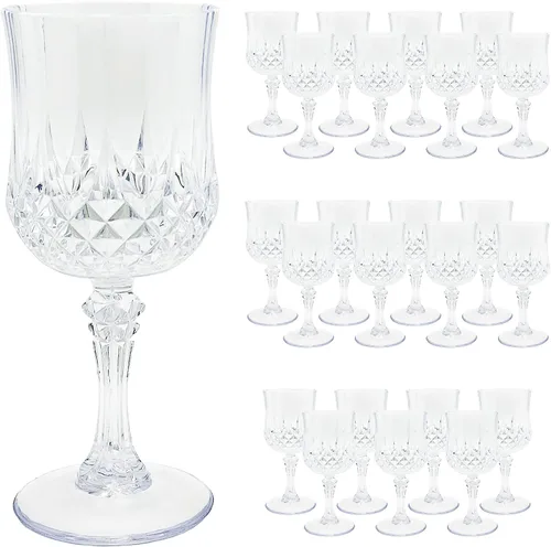 Miniatura 10 de 24 piezas de copas de vino de plástico negro, copas de vino de plástico reutilizables, copa negra tipo cáliz, vasos duraderos y resistentes que se