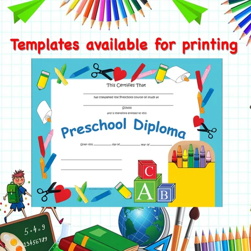 Miniatura 4 de Creative Shapes Etc. Paquete de 30 certificados de diploma preescolar de 11 x 8.5 pulgadas para días de graduación preescolar y logros escolares.