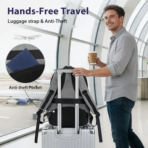 Miniatura 4 de MATEIN - Mochila para laptop de gran capacidad para mujeres, mochila de viaje aprobada por TSA con correa para equipaje y puerto USB, mochila