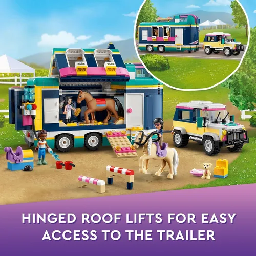 Miniatura 5 de LEGO Friends Remolque de Espectáculo Ecuestre 41722, juguete de caballo para niñas y niños de 8 años en adelante con 2 caballos, coche SUV