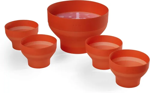 Miniatura 3 de Lekue Máquina para hacer palomitas de maíz jumbo con 4 cuencos plegables, juego de cuencos de silicona platino para palomitas de maíz