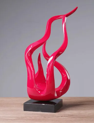 Miniatura 3 de Escultura abstracta decoración de arte moderno regalo estatua de llama sagrada para estantería, mesa, escritorio, oficina, rojo, 16.5 pulgadas