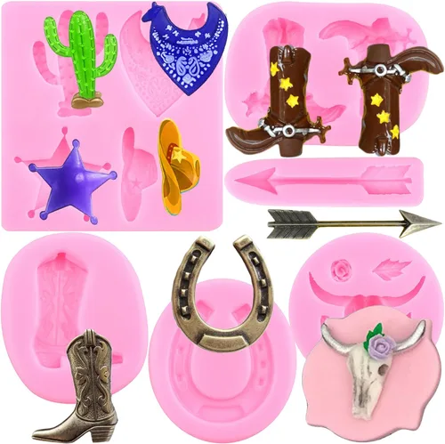 Miniatura 14 de ZiXiang Moldes de silicona de cabeza de toro, molde de herradura para pezuñas de herradura, moldes de flecha de chocolate para rosa, flecha, Estilo b