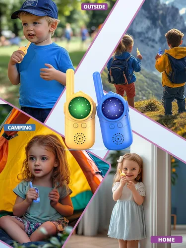 Miniatura 6 de Inspireyes Walkie Talkies para niños, paquete de 2 recargables de largo alcance, juguetes para niños y niñas de 3 a 12 años, juguete de radio de 2