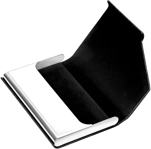 Miniatura 7 de Padike Tarjetero, Estuche Tarjetero de Cuero Mejorado de Bolsillo para Hombres o Mujeres, Soporte Delgado de Metal para Tarjetas de Nombre