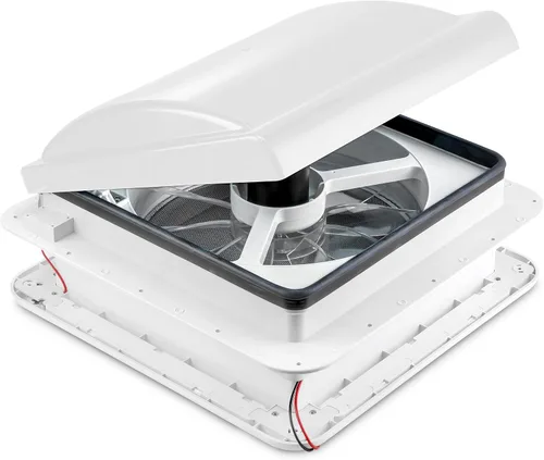 Hike Crew Ventilador de ventilación de techo RV de 14 pulgadas con luz LED, entrada y escape de 12 V de 3 velocidades de 12 V, ventilador de cámper