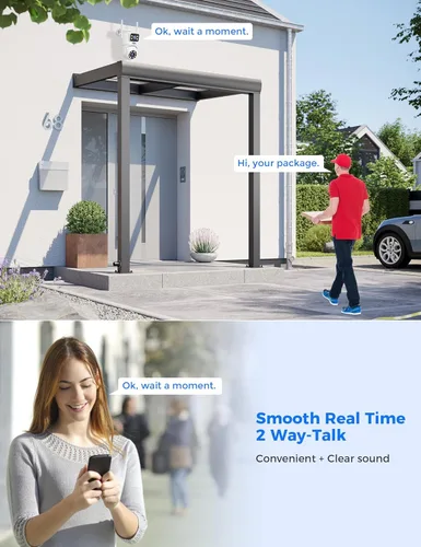 Miniatura 6 de Hiseeu - Cámara de seguridad inalámbrica, WiFi 5G/2.4G, vista de lente dual, control de inclinación, zoom, visión nocturna a todo color, detección