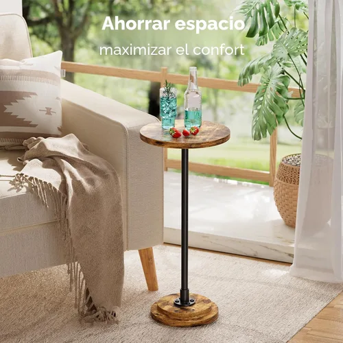 Miniatura 2 de Simple Trending Mesa auxiliar pequeña, mesa redonda para bebidas, mesa auxiliar de sofá para sala de estar, mesas de café para dormitorio, marrón