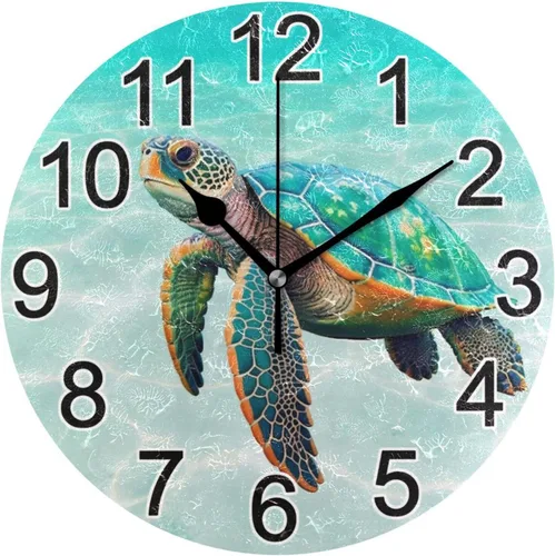 Miniatura 58 de Hummingbird - Reloj de pared de resorte redondo de 10 pulgadas, sin tictac, silencioso, funciona con pilas, reloj analógico atómico de cuarzo