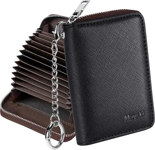 Miniatura 23 de Mayski - Cartera para tarjetas de crédito con cremallera para mujeres, tarjetero pequeño de acordeón, llavero, tarjetero para tarjetas de Manzana
