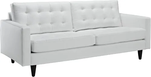 Miniatura 3 de Modway Empress Mid-Century - Sofá de dos plazas tapizado de cuero en color blanco