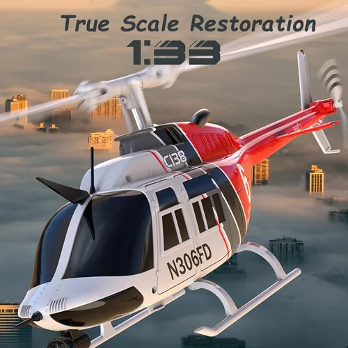 Miniatura 2 de Helicóptero de control remoto C138, helicóptero Bell206 a escala 1:33, 2.4G, 4 canales, RTF, monohélice libre, posicionamiento de flujo óptico