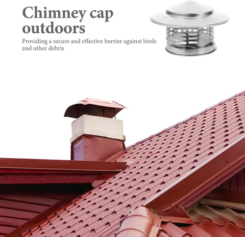 Miniatura 4 de Veemoon Tapa de lluvia de chimenea de acero inoxidable, cubierta de chimenea de 4.3 pulgadas, tapa de ventilación de techo, parte superior cónica