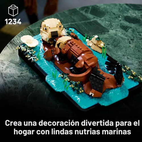 Miniatura 2 de LEGO Ideas - Juego de construcción de nutrias marinas flotantes para adultos, decoración de habitación u oficina para mujeres y hombres, a partir