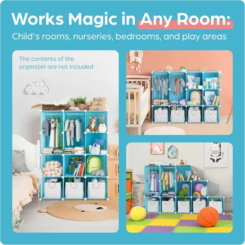 Miniatura 7 de CUBEDIY Organizador de Armario para Bebé para Guardería - Armario Ropero Duradero para Bebé para Closet - Estantes de Cómoda Personalizables