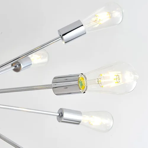Miniatura 6 de Sputnik Candelabros modernos de 15 luces, lámpara plateada de techo de mediados de siglo, pantallas clásicas para comedor, cocina, pasillo