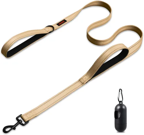Miniatura 13 de Correa resistente para perros con 2 asas - Correa reflectante anti-tracción de 6 pies para perros grandes, asa acolchada de tráfico para control