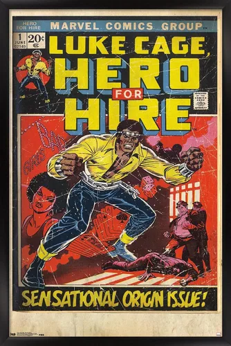 Miniatura 8 de Trends International Marvel Comics Luke Cage - Hero for Hire Cover #1 Wall Poster, 22.4L x 14.7W, Barnwood Framed Version