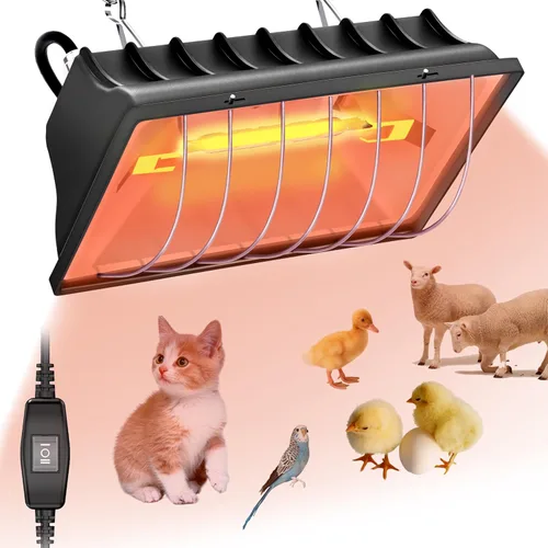 Miniatura 8 de Lámpara Calefactora para Criadora de Pollos 175W Placa Calefactora de Criadora para Pollitos Luz Colgante Calentada Temperatura y Altura Ajustables