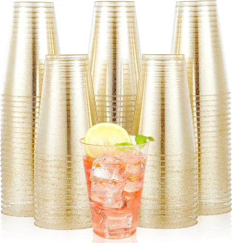 Miniatura 10 de JOLLY CHEF Vasos de plástico transparente de 14 oz, paquete de 100 vasos de fiesta resistentes, vasos de plástico desechables para cócteles de boda
