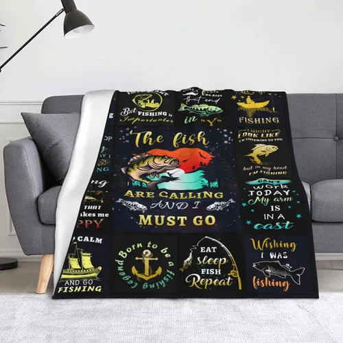 Miniatura 3 de Manta de pescado, regalos de pesca para hombres, regalos para pescador, manta de pesca de lubina para papá/marido/abuelo, accesorios de pescador