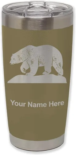 Miniatura 36 de LaserGram Vaso aislado al vacío de 20 onzas, oso polar, grabado personalizado incluido (negro)