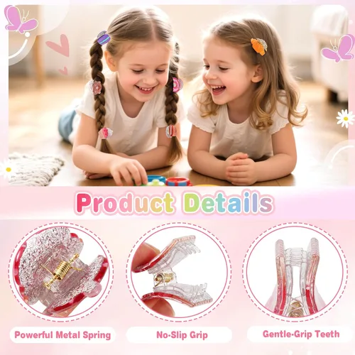 Miniatura 3 de Unbednigt Paquete de 6 pinzas para el cabello para niñas pequeñas, juego de pinzas de garra con temática de postre, accesorio de peinado sólido