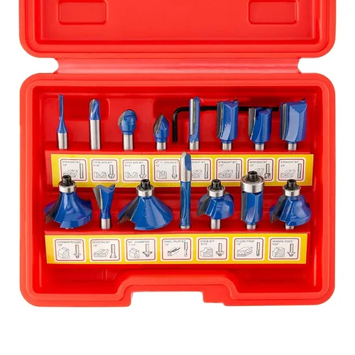 HILTEX 10100 Brocas de Fresadora de Carburo de Tungsteno, Juego de 15 Brocas de Fresadora, Brocas de Fresadora de Carburo de Tungsteno con Vástago