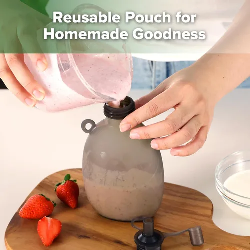 Miniatura 3 de haakaa Happii Bear - Bolsa de silicona reutilizable para alimentos para bebés, purés, jugos, batidos y yogur orgánicos, perfectos para niños