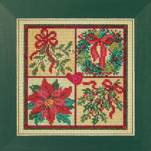 Miniatura 2 de Mill Hill Winter Greens - Kit de punto de cruz con cuentas y botones 2023 serie de invierno MH142333, 5.25 x 5.25 pulgadas, multicolor
