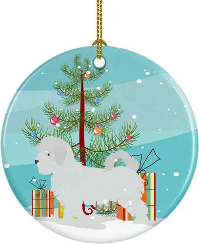 Miniatura 6 de Caroline's Treasures Bulldog inglés «Merry Christmas» adorno de cerámica para árbol de Navidad, decoración colgante para el hogar, Navidad, fiestas