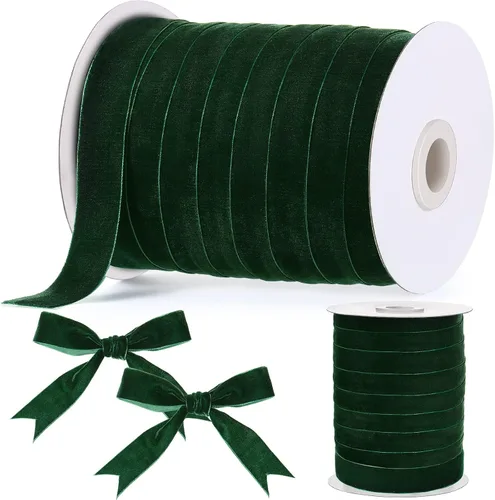 Miniatura 9 de Chuangdi Cinta de terciopelo de Navidad de 1.5 pulgadas, 30 yardas, cintas verdes vintage para envolver regalos, adornos de árbol de Navidad