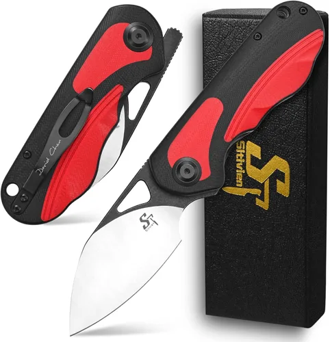 Miniatura 8 de Sitivien Sandvik - Cuchillo plegable de bolsillo, hoja de acero Sandvik 14C28N con mango G10, cuchillos de herramientas EDC de la serie del zodiaco