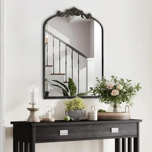 Miniatura 9 de HQiJun Espejo de Pared Ventana Decorativo Espejos Tradicionales Antiguo Arqueado Estilo Granja para Sala de Estar Dormitorio Entrada Baño Tocador