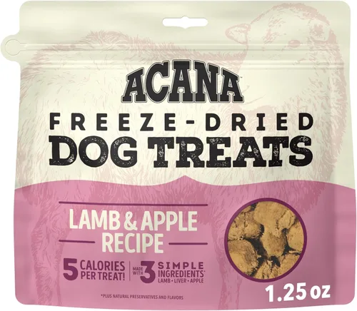 Miniatura 13 de ACANA Singles - Golosinas para perros sin granos con ingredientes limitados y receta de cordero y manzana liofilizada, bolsa de 3.25 onzas
