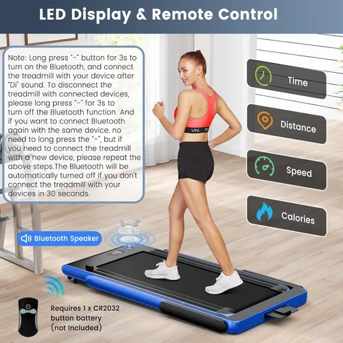 Miniatura 5 de GYMAX Almohadilla para caminar, 2 en 1, instalación gratuita debajo del escritorio, con monitor LED, aplicación inteligente/control remoto y altavoz