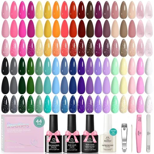 Miniatura 15 de Beetles Deal Box - Kit de esmalte de uñas de gel con luz UV – 32 colores esenciales de estudio, 68 piezas de esmalte de uñas con capa base libre