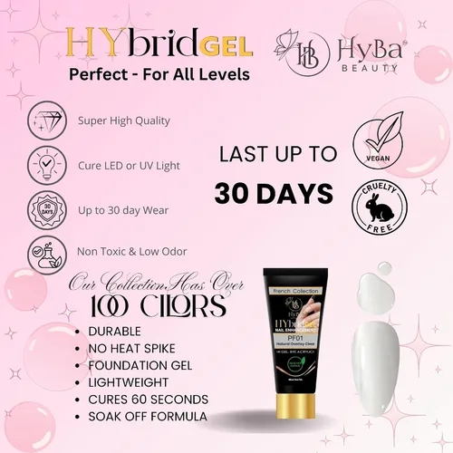 Miniatura 2 de HyGEL CLEAR - Esmalte de uñas de gel híbrido de 2.0 fl oz, capa transparente natural PF01
