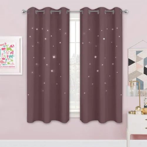 Miniatura 63 de NICETOWN Cortinas infantiles perforadas, cortinas marroquíes con estrellas azules para dormitorio de niñas, gruesas y suaves, para oscurecer la Azul