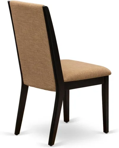 Miniatura 7 de East West Furniture LAP1T47 Lancy Parson - Juego de 2 sillas de comedor tapizadas de tela de lino color sable claro, color negro