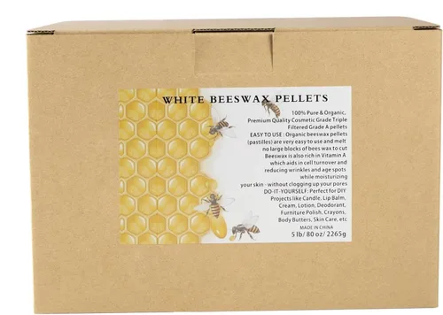 Miniatura 2 de Gránulos de cera de abeja blanca natural (5 libras) Material puro sin refinar para proyectos de bricolaje Fabricación de velas, cuidado