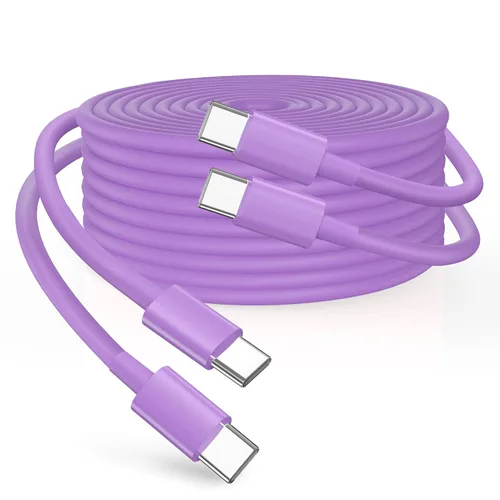 Miniatura 15 de Cable USB C a USB C de 100 W, paquete de 2 unidades de 10 pies, cable USB tipo C a tipo C, cable USB-C compatible con iPhone Blanco