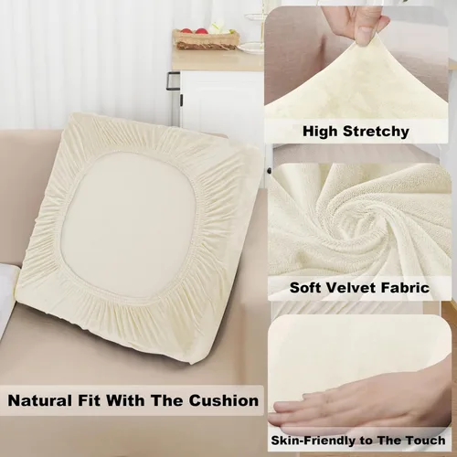 Miniatura 3 de NAISI 1 funda de cojín para sofá, 1 pieza, de terciopelo elástico, para asiento o respaldo, fundas individuales suaves para sofá seccional