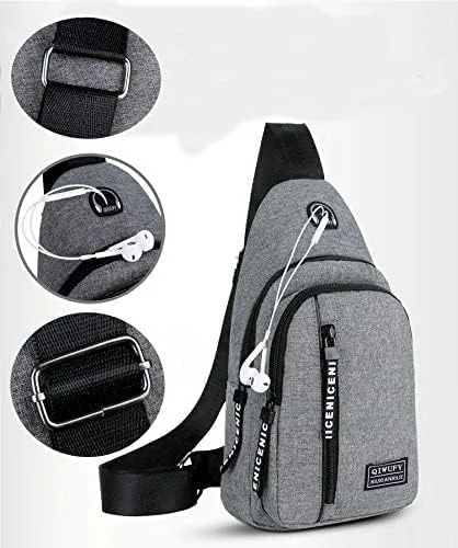 Miniatura 6 de YERCHIC Bolso bandolera pequeño cruzado en el pecho, hombro resistente al agua, bolsa de viaje con correa para hombres y mujeres con agujero