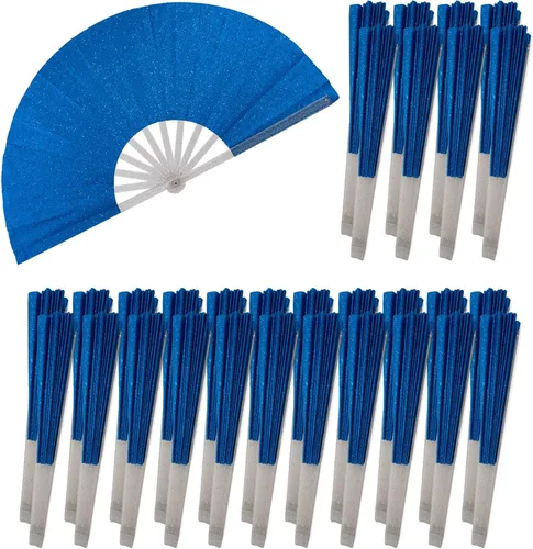 Miniatura 36 de 10 ventiladores plegables grandes de mano para hombres y mujeres, abanicos decorativos plegables, accesorios rave, utilizado para bailes, fiestas