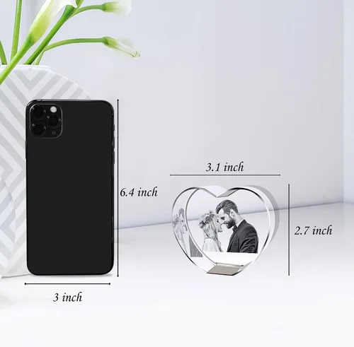 Miniatura 8 de Bivei Foto de cristal 3D con tus propias fotos para él, imagen grabada con láser 3D personalizada en cristal para parejas, decoración conmemorativa
