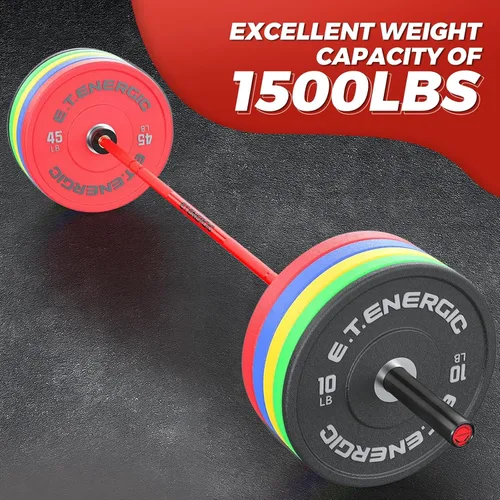 Miniatura 8 de Barra olímpica de 7 pies, capacidad de 1500 libras, carga de 45 libras, disponible para ejercicios en el gimnasio y en casa, levantamiento de pesas