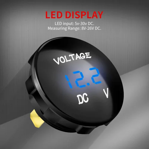 Miniatura 3 de DaierTek DC 12V 24V Display Automotriz Voltímetro de Reemplazo, Medidor de Voltaje Digital de 12 Voltios 24 Voltios 36 Voltios Impermeable Mini